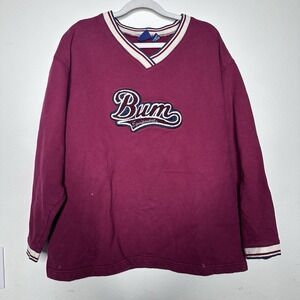 Vintage 90's B.U.M Equipment V-Neck Sweatshirt Red  Sweater Men's Size XL
